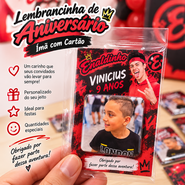 Lembrancinha de Aniversário Personalizada | Ímã com Cartão