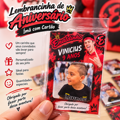 Lembrancinha de Aniversário Personalizada | Ímã com Cartão